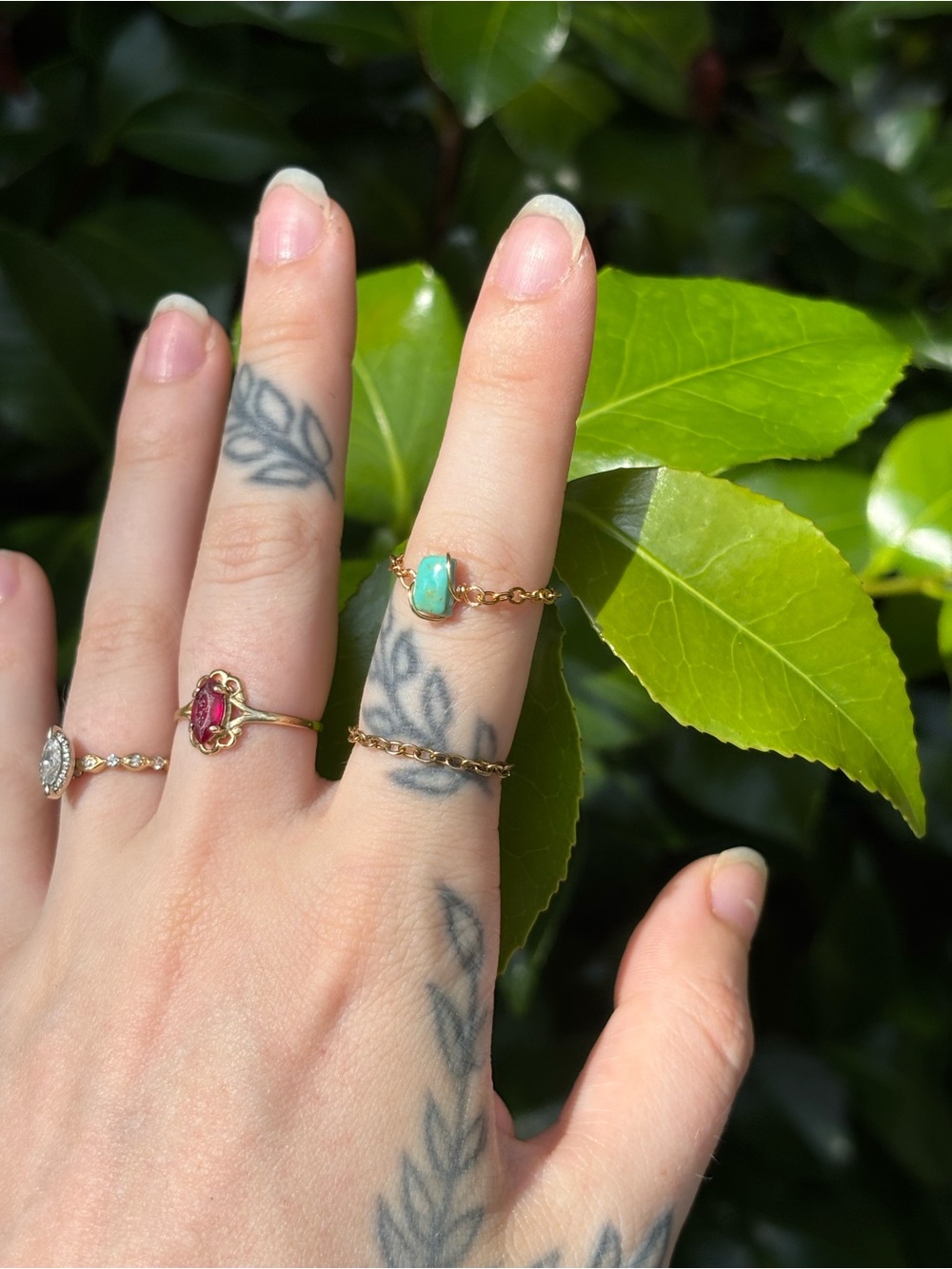 Turquoise chain ring - Picture 3 of 4
